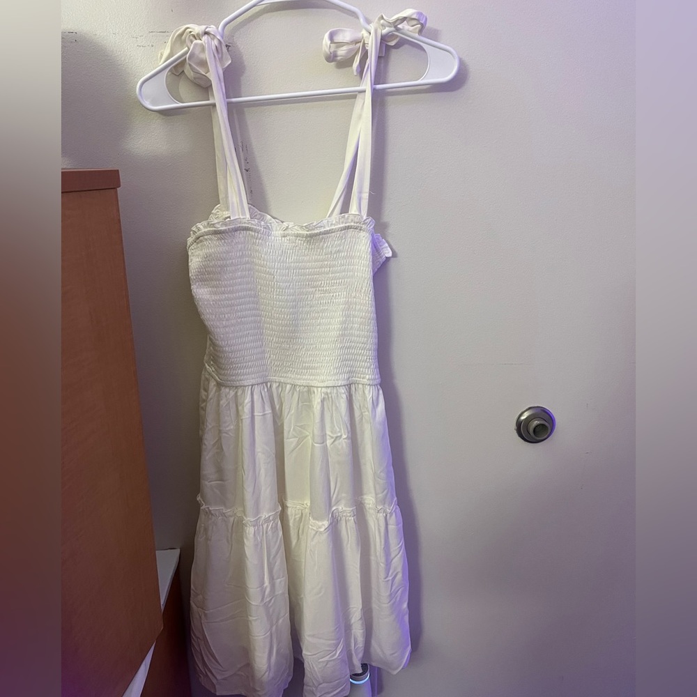 Zesica Women’s White Boho Spaghetti Strap Dress: Small